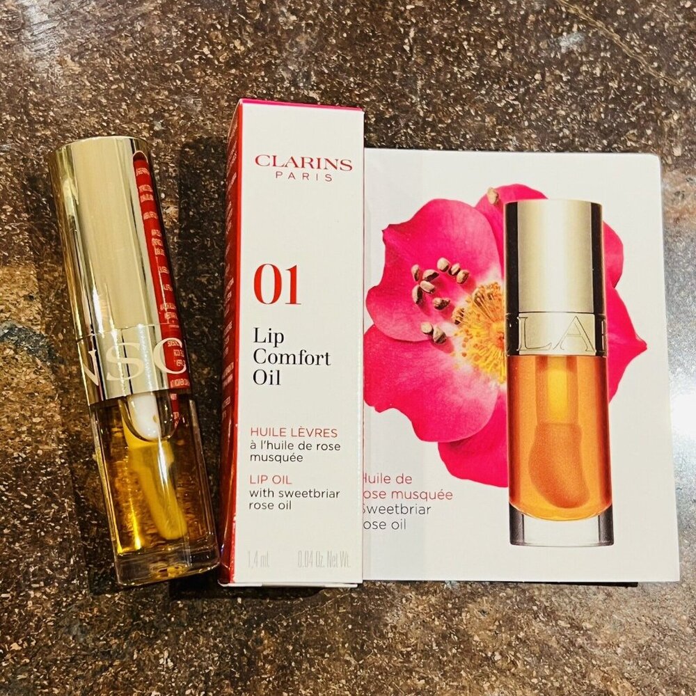 New Clarins Lip Comfort Oil 01 Honey 1.4ml